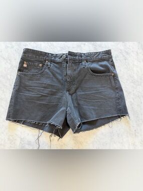 AG Adriano Goldschmied Black Denim Shorts Size 29 High Rise Raw Hem